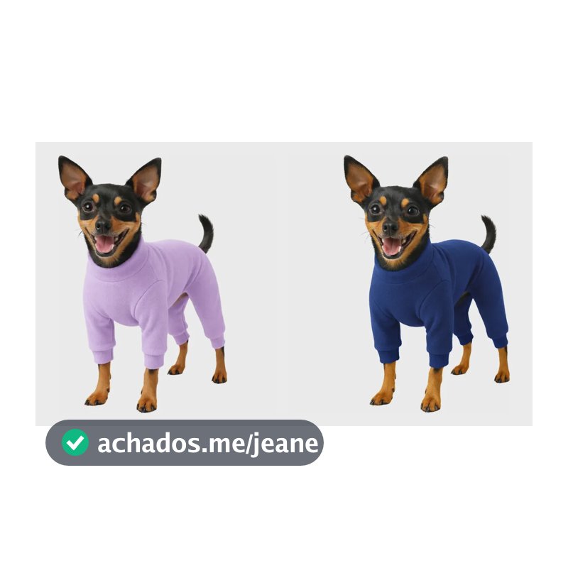 Kit 2 Roupinhas Macacão Pet Inverno Estampada Escolher Cor Roxo E Azul Escuro P