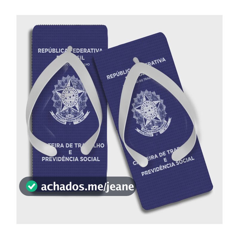 Chinelo Quadrado Personalizado Carteira De Trabalho Branco Carteira De Trabalho 33/34