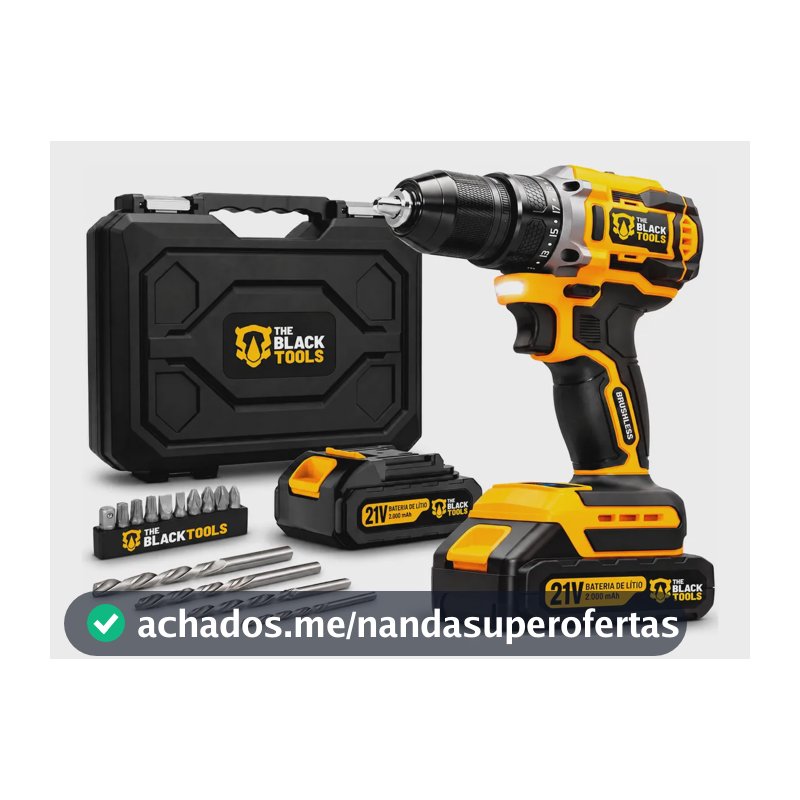 Parafusadeira Furadeira Impacto The Black Tools C/2 Baterias Amarelo E Preto 60hz