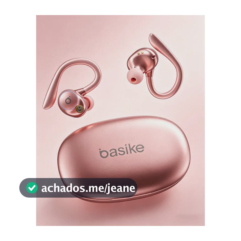 Fone de Ouvido Bluetooth 5.4 TWS com Ear Clip e Gancho, Som HiFi Graves Potentes e 3D, 50h Bateria e Carga Rápida, ENC Cancelamento de Ruído, IPX6 à Prova d'Água – Ideal para Academia e Corrida Basike
