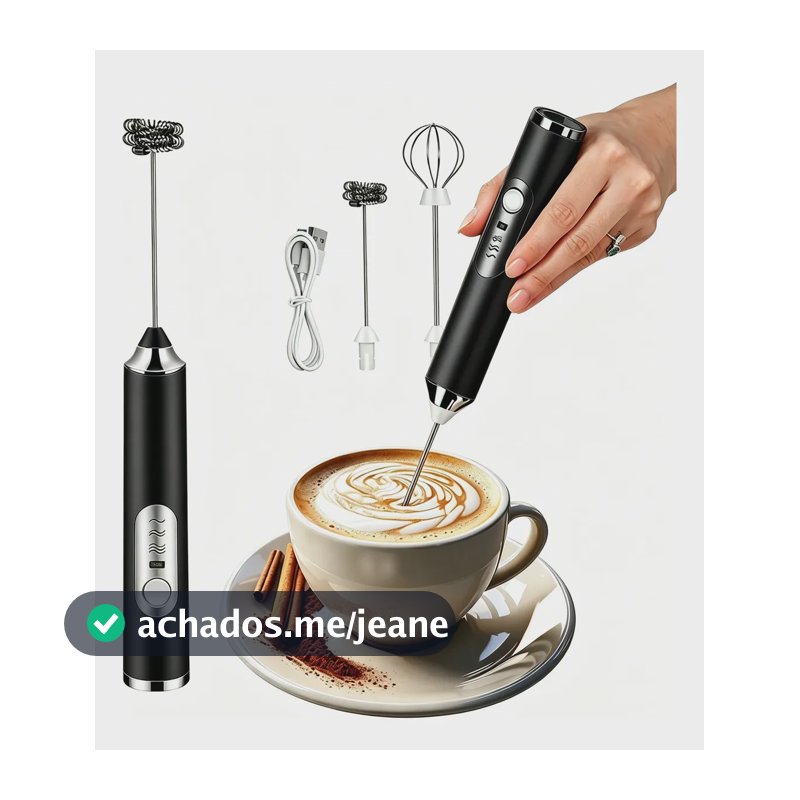 Misturador Bebidas Ovos Portátil Recarregável Mini Mixer Preto