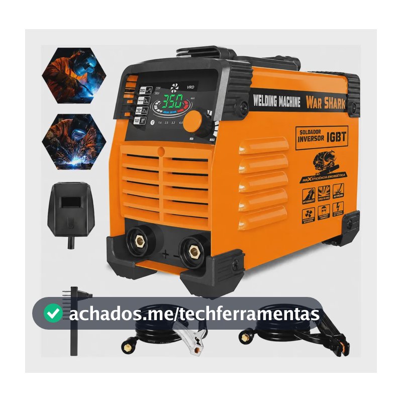 Máquina De Solda Inversora 350a Mma Tig Lcd Digital Amarelo