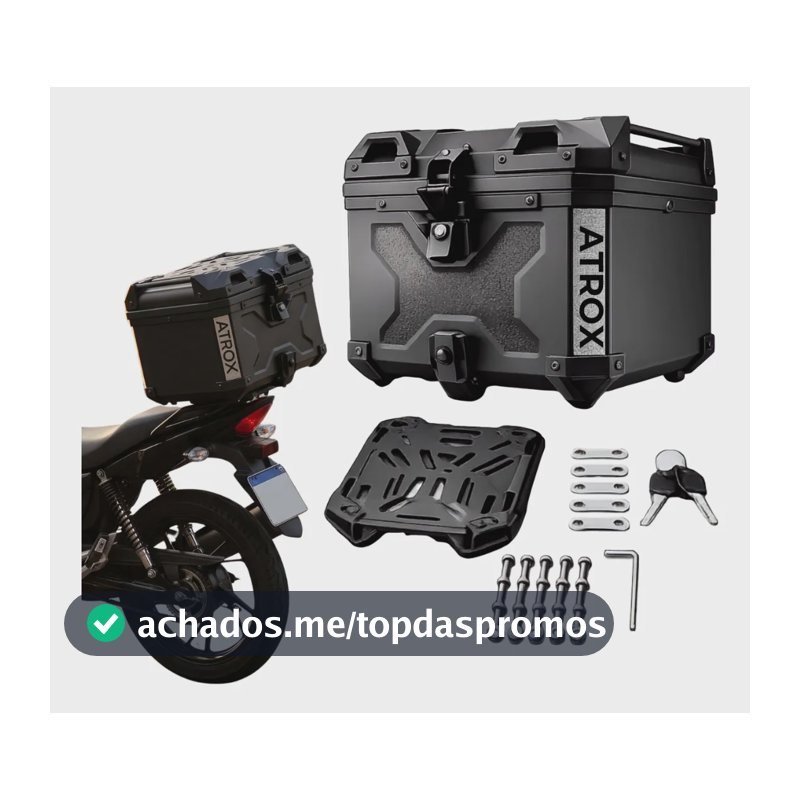Baú Bauleto Moto Universal 45 Litros Com Trava Antifurto