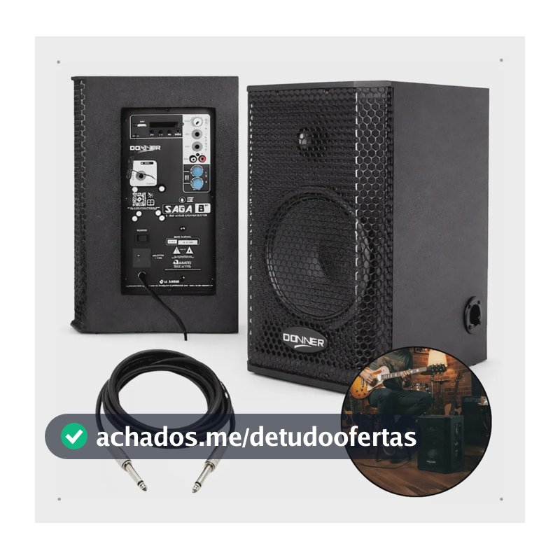 Caixa Som Ativa Saga 8a + 8p Passivo 300w Profissional Cor Preto