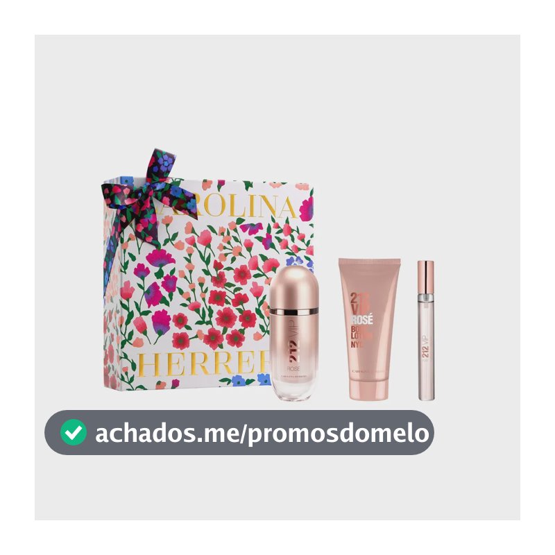 Kit Presente Perfume Carolina Herrera Feminino 212 Vip Rosé Carolina Herrera Eau De Parfum 80ml + Body Lotion 100ml + Perfume Miniatura 10ml