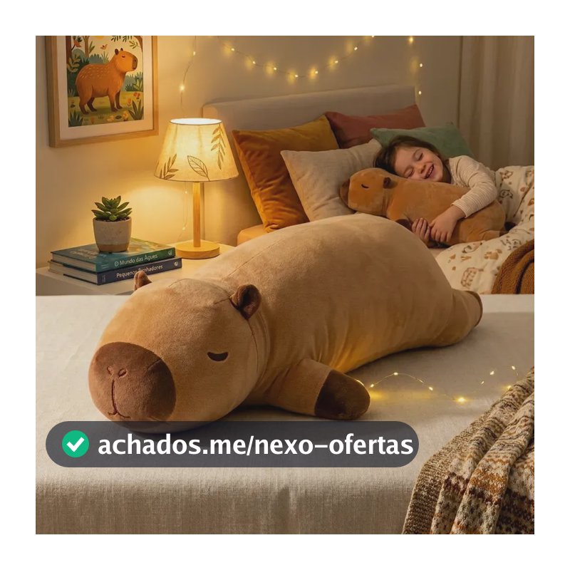 Travesseiro De Corpo Xuxão Capivara Pelúcia Gigante 65cm Almofada Abração Antialérgico Toque Super Macio Confortável Para Dormir Decorar Presentear Infantil Adulto Acabamento Premium Brasiliana Tech