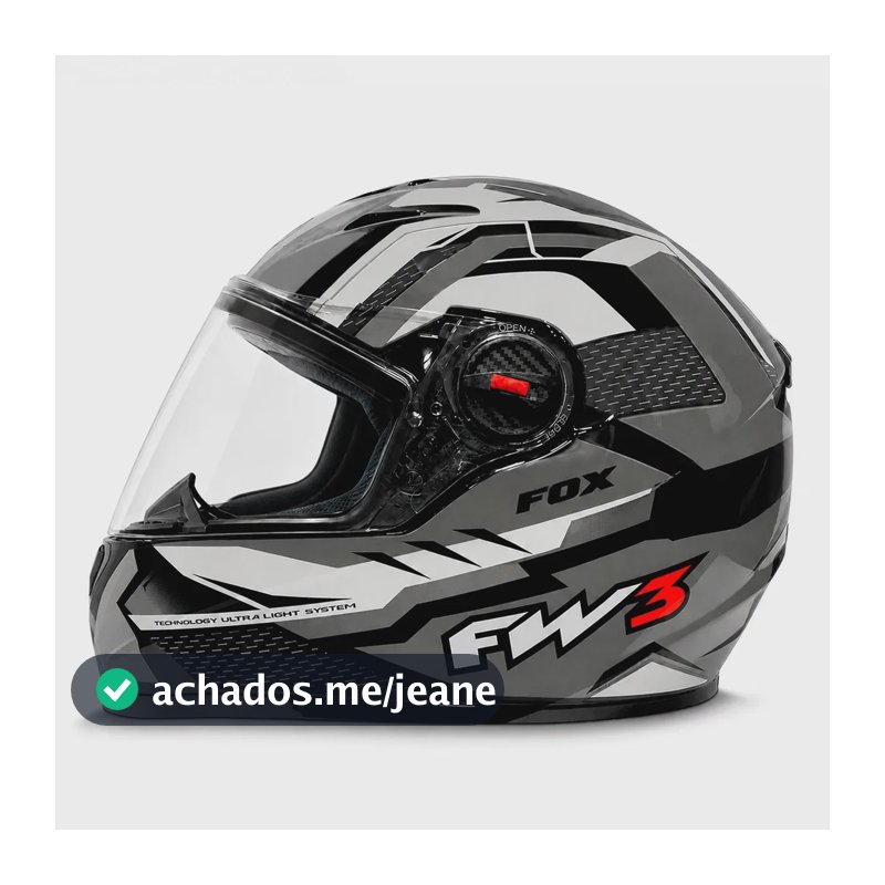 Capacete Integral FW3 GTN Fox Grafite p/ Moto Urbano c/ Viseira e Forro Removível 59/60