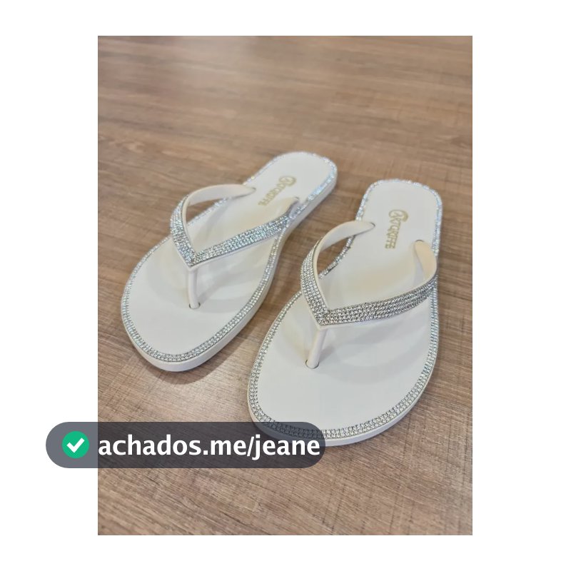 Chinelo Dedo Rasteira Bico Redondo Casual Brilho Strass Leve Branco 35.36 Br