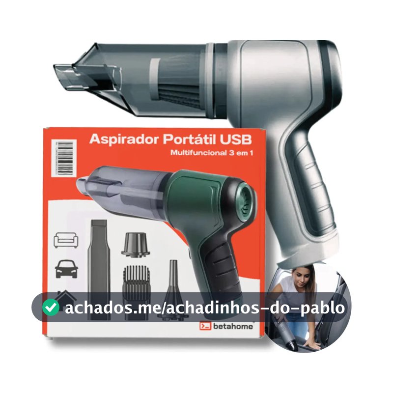 Mini Aspirador de Pó Betahome Portátil 120W USB Soprador Sem Fio 6000Pa Compacto