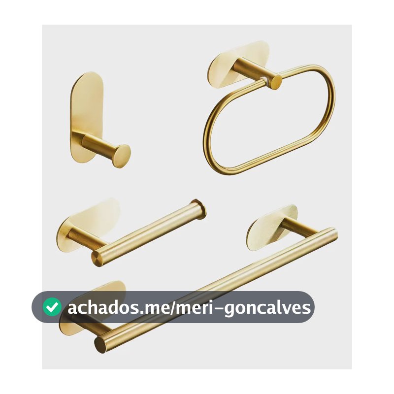 Kit Acessórios Banheiro Adesivo Cabide Toalheiros Papeleira Dourado Yesop