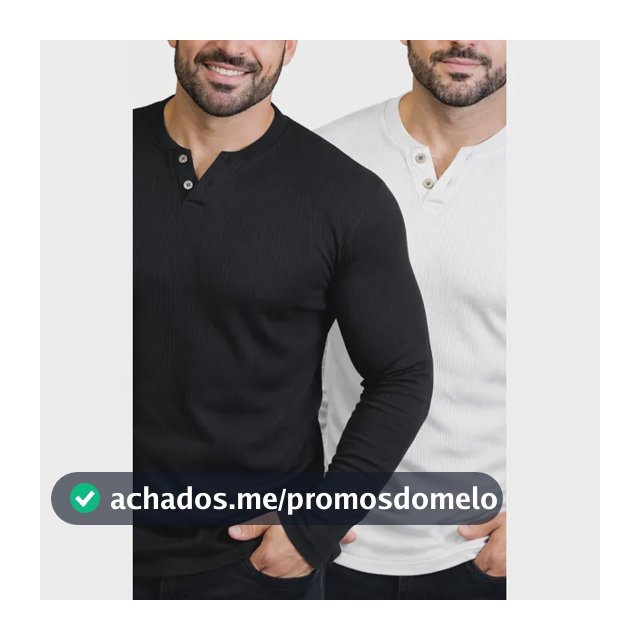 Kit 2 Camiseta Henley Masculina Manga Longa Slim 2 Botões