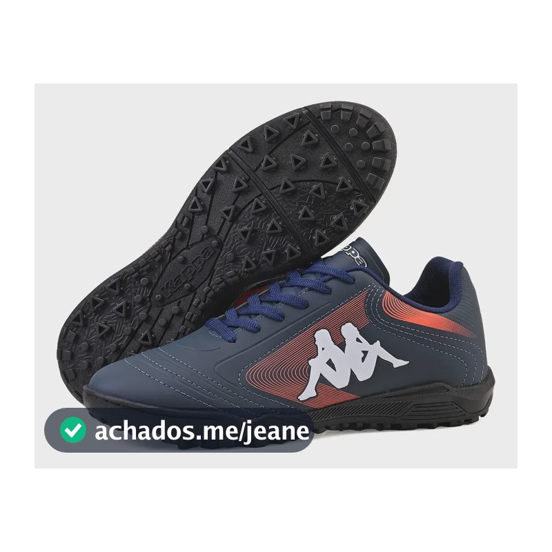 Chuteira Kappa Napoli Society Infantil Marinho-laranja 28 Br