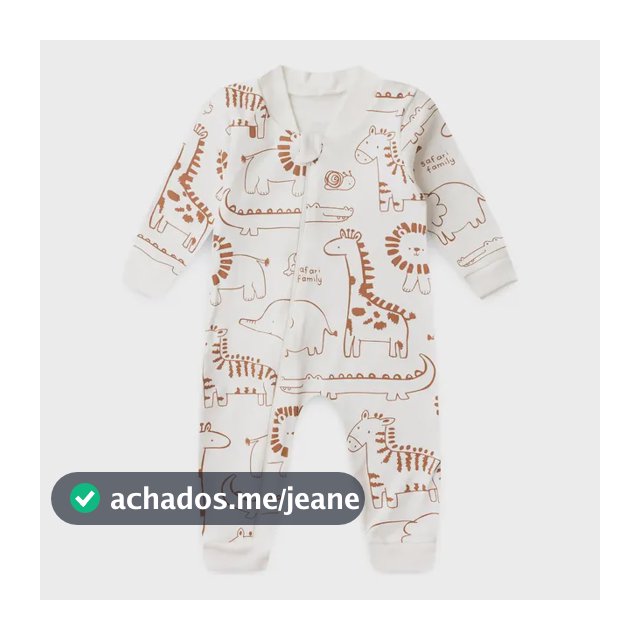 Macacão Bebê Fofuxo Suedine Estampado Com Zíper (rn/p/m/g)