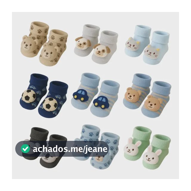 Kit 6 Pares Meia Bebê Menino Bichinho Inverno Premium 2026