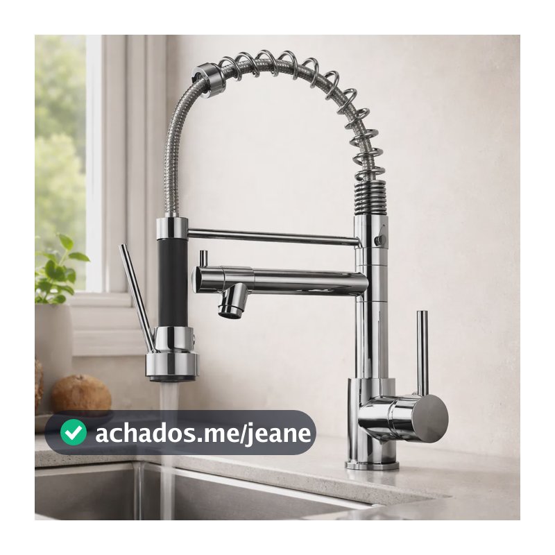 Torneira Cozinha Gourmet Monocomando Aço Inox Cromada Pia Cromado Brilhante