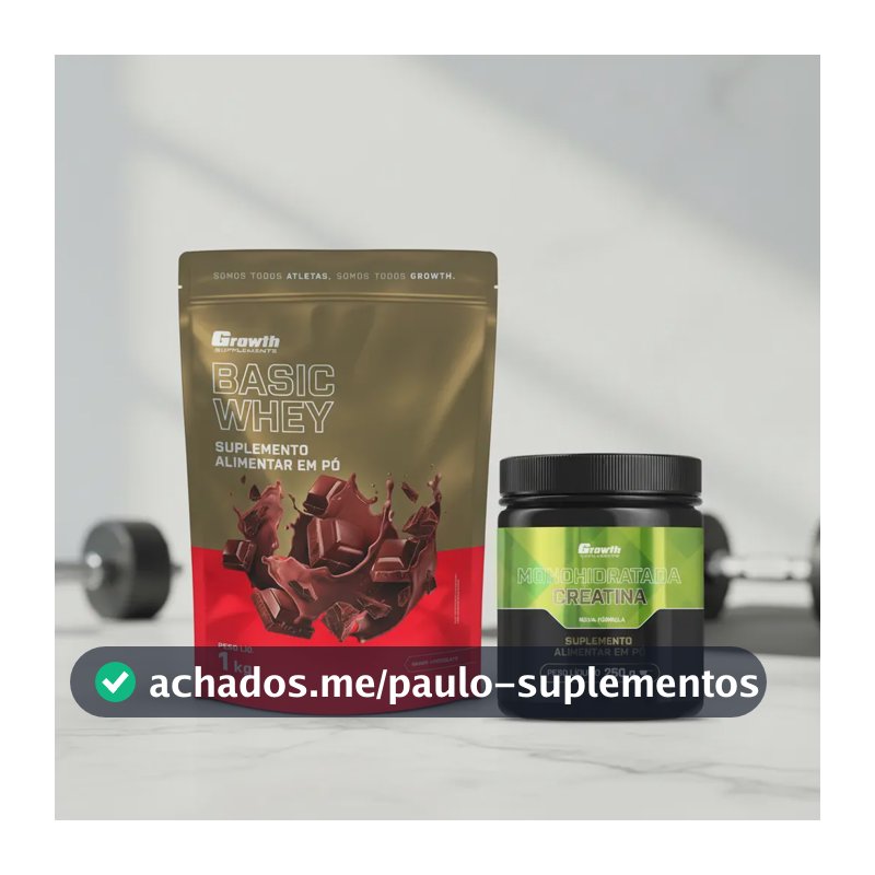 Kit Growth: Whey Protein Basic Chocolate 1kg + Creatina Monohidratada 250g