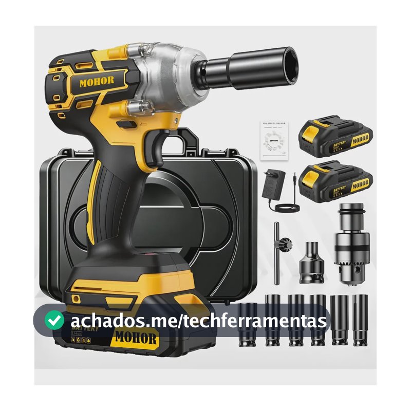 Chave De Impacto Brushless 48v Com 2 Baterias 800nm Mohor Amarelo 127/220v 50 Hz/60 Hz
