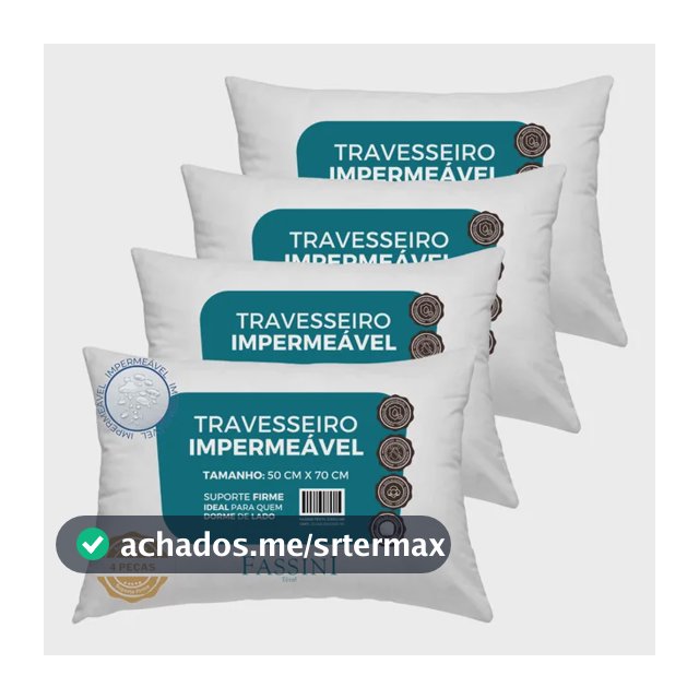 4 Travesseiros Antialérgico Impermeável 50x70 Super Macio Branco