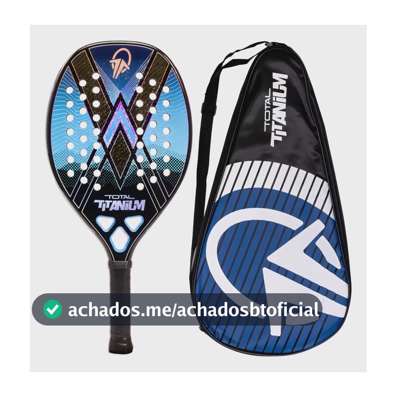 Raquete Beach Tennis Total Titanium Carbono 3k Azul | Leve (320g) e Equilibrada (25cm)