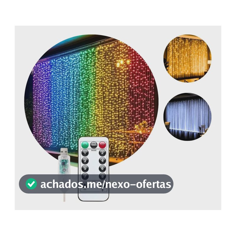 Pisca Cortina 300 Leds 3x3m Usb Ip44 8 Modos Iluminação Luzes Fada Decoração De Natal Festa Colorido Luvinco