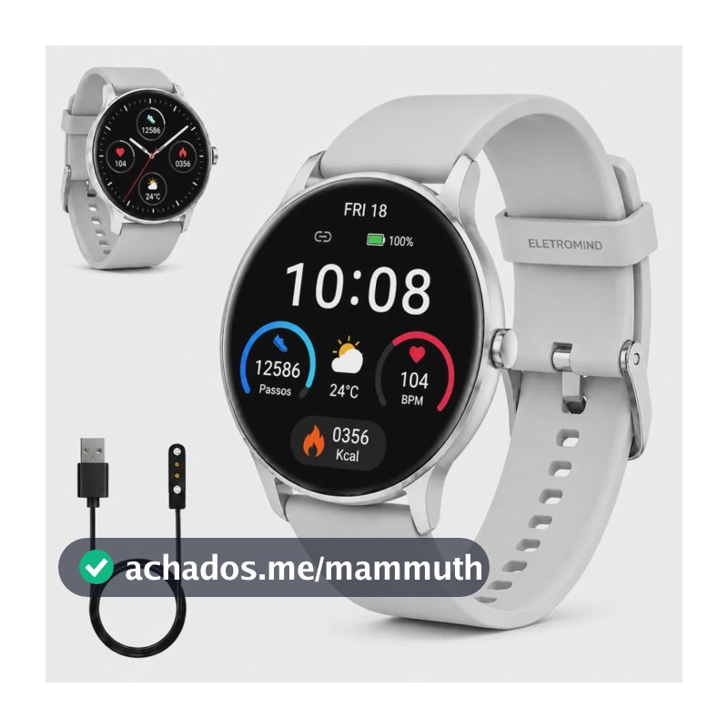 Smartwatch Inteligente Relógio À Prova Dágua Ip68 Bluetooth Masculino Feminino Resistente Agua Chamadas Redondo Monitoramento Sono Saúde Esporte Preto Eletromind