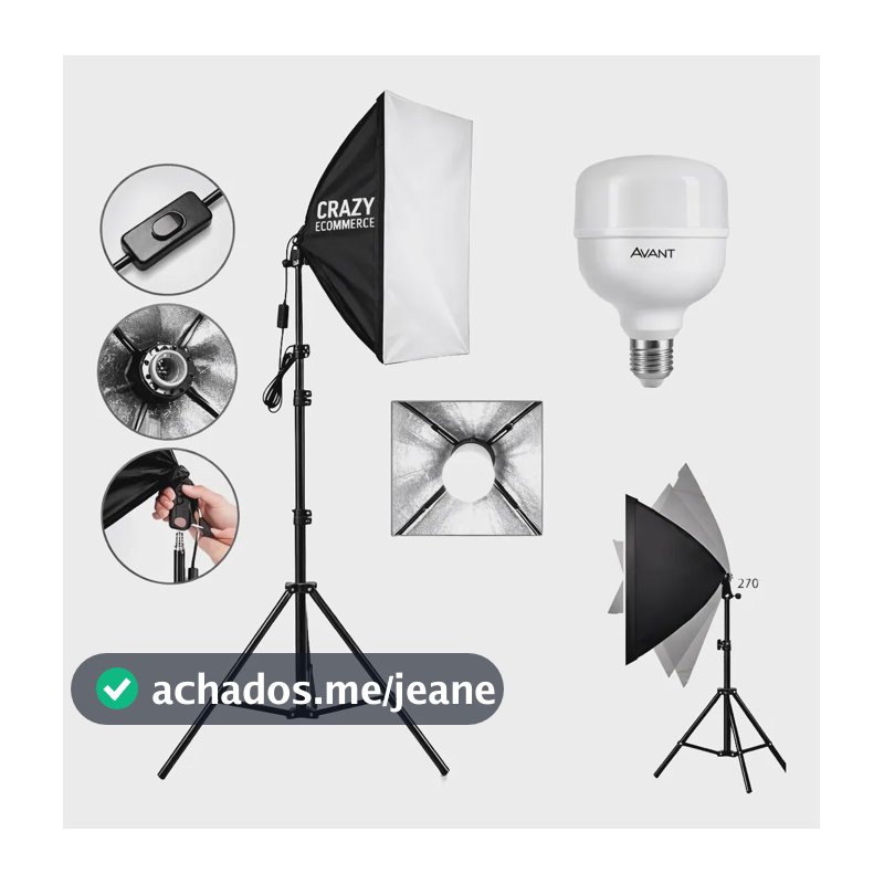 Kit Softbox + Lampada Led Estúdio Luz Continua Tripe 2metros 127/220v