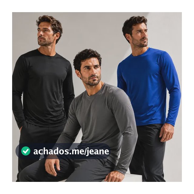 Kit 3 Camisas Proteção Uv Térmicas Masculina Segunda Pele Preto Azul Cinza G2