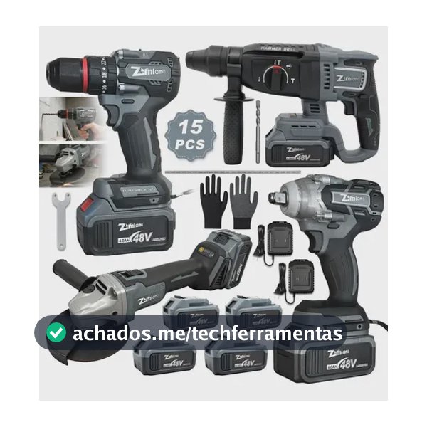 Kit Ferramentas Elétricas 4 Em 1 Profissional Com Baterias
