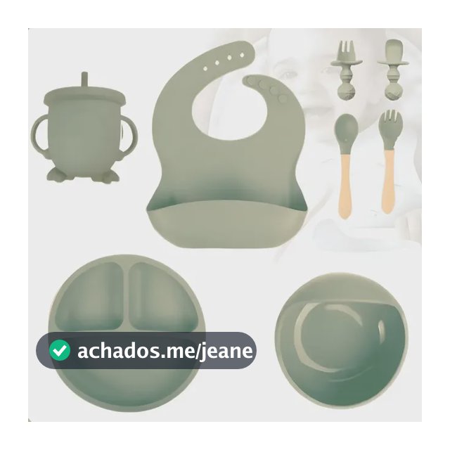 Kit Alimentação Bebê Silicone Introdução Alimentar Infantil Cor Verde