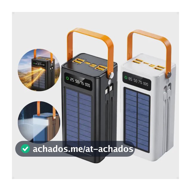 Carregador Portátil Power Bank Solar Turbo 50.000mah Rápido Branco