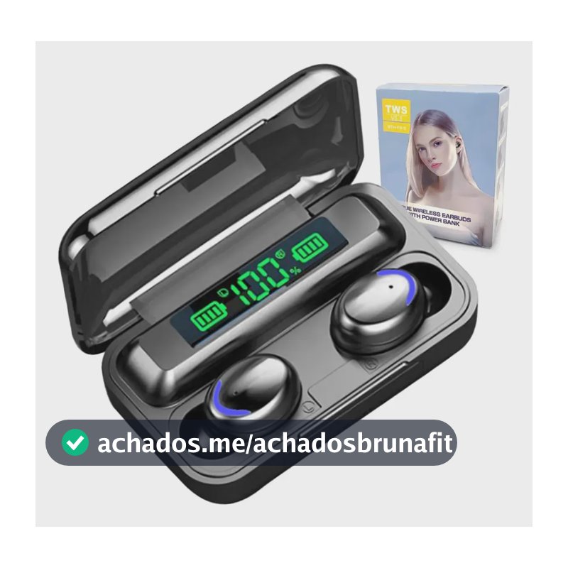 Fone De Ouvido Bluetooth 5.1 Sem Fio F9-5 Carregador De Celular Cor Preto