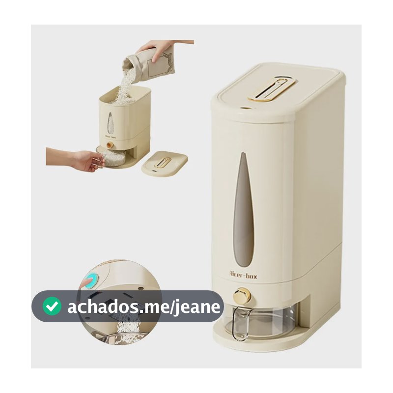 Dispenser De Arroz 5kg C/ Copo Medidor | Vedação Hermética 10kg Bege