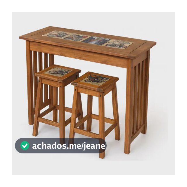 Conjunto  Balcão Bancada Com 2 Banquetas De Madeira Maciça