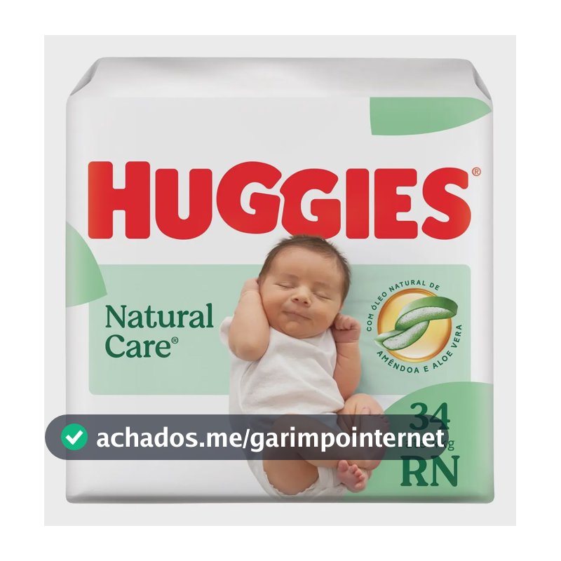 Huggies Fralda Descartável Premium Natural Care RN 34 Unidades