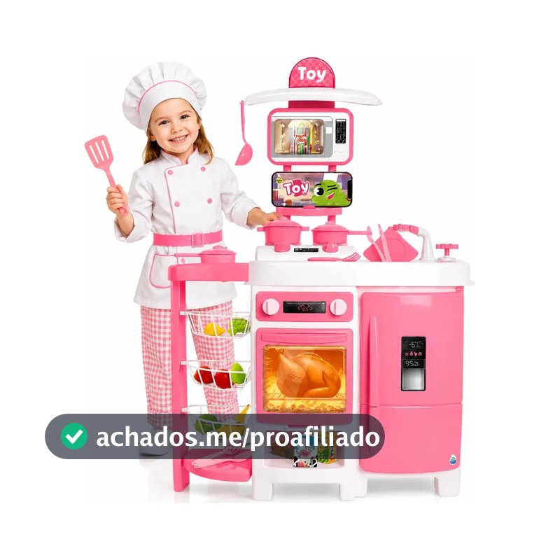 Cozinha Infantil Grande Completa Sai Agua De Verdade 92cm Com Fruteira Geladeira E Acessorios