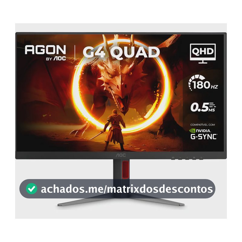 Monitor Gamer Aoc Agon Quad 27'' 180hz Base Ajustável Q27g4f Preto 127/220v