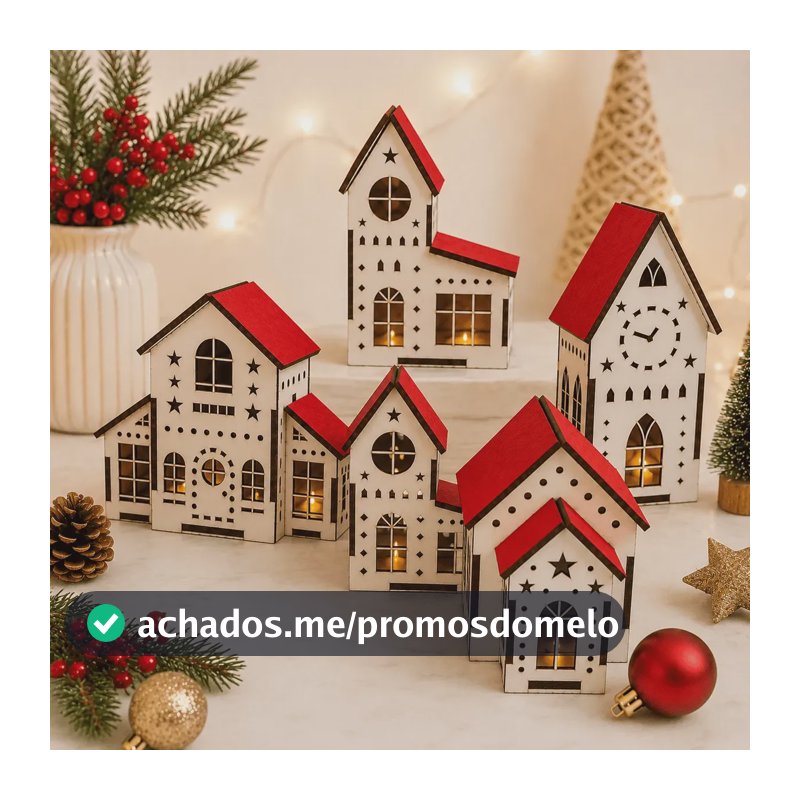 Vila Natalina Em Mdf Igrejinha E Casinhas Decoração Natal