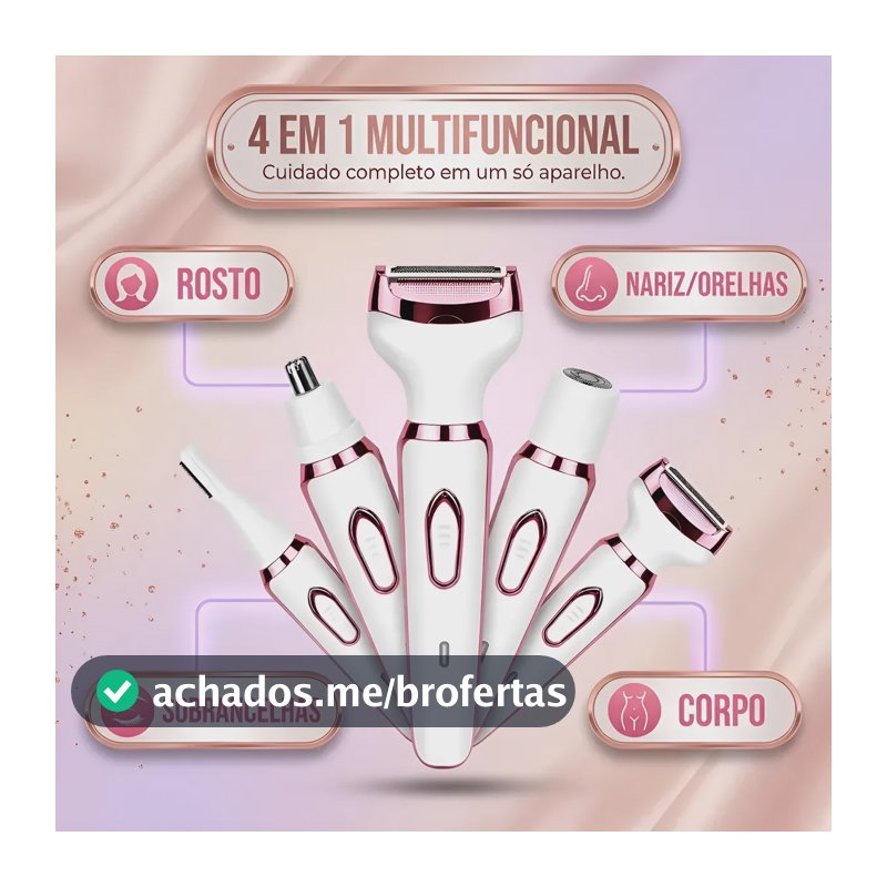 Depilador Feminino 4 Em 1 Recarregável Usb Rosto Axila Branco 127/220v