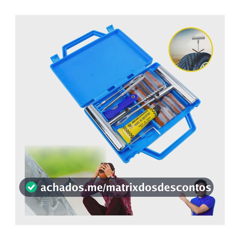Kit Remendo Metal Reparo Macarrão Pneu Carro Moto Com Maleta