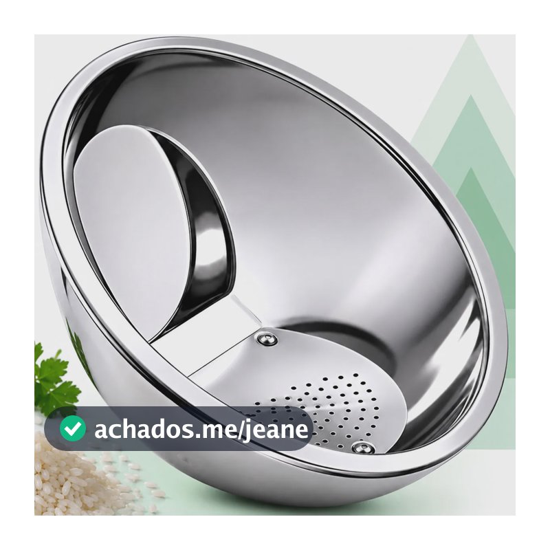 Escorredor Arroz Inox Lavador Feijão Grãos Legumes Multiuso Escorredor Lavador De Arroz Inox Tigela Escorredora Com Drenagem Para Lavar Arroz Feijão Grãos Legumes Frutas Multiuso Cozinha