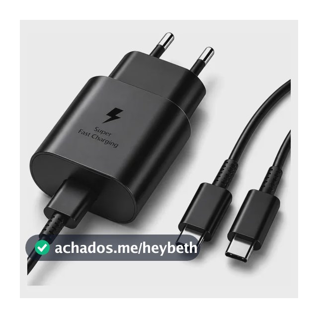 Carregador Turbo Usb-c Para Samsung A15 A34 S22 S24 Ultra Preto