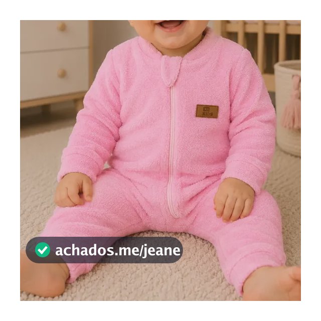 Macacão Bebê Plush Bouclê Sem Pezinho Abertura Em Zíper