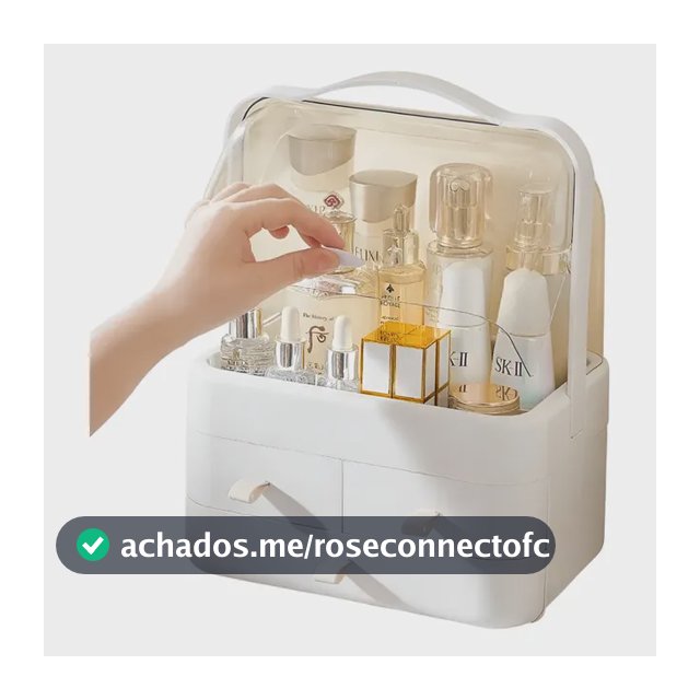 Organizador De Maquiagem Com Tampa E Gavetas Acrilico Luxo Branco