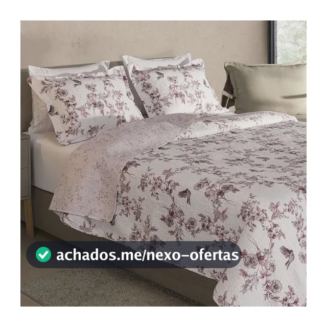Kit Cobre Leito Colcha King 3 Peças Boutis Dupla Face Porta Travesseiro Aba Americana - Sofia Rose