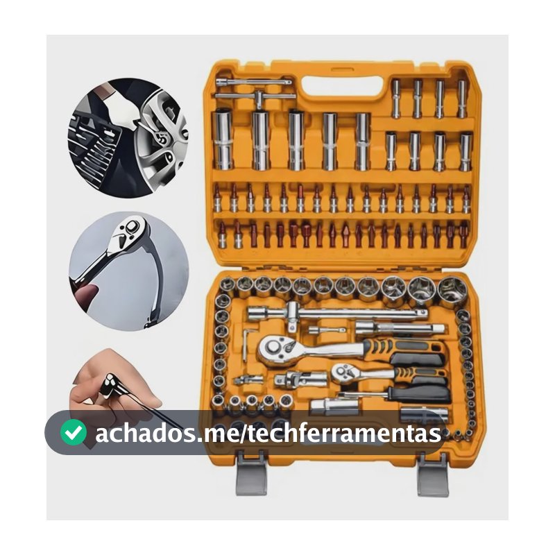 Kit Ferramentas Jogo Soquetes 61-216 Peças Aço Crv + Maleta 108pcs