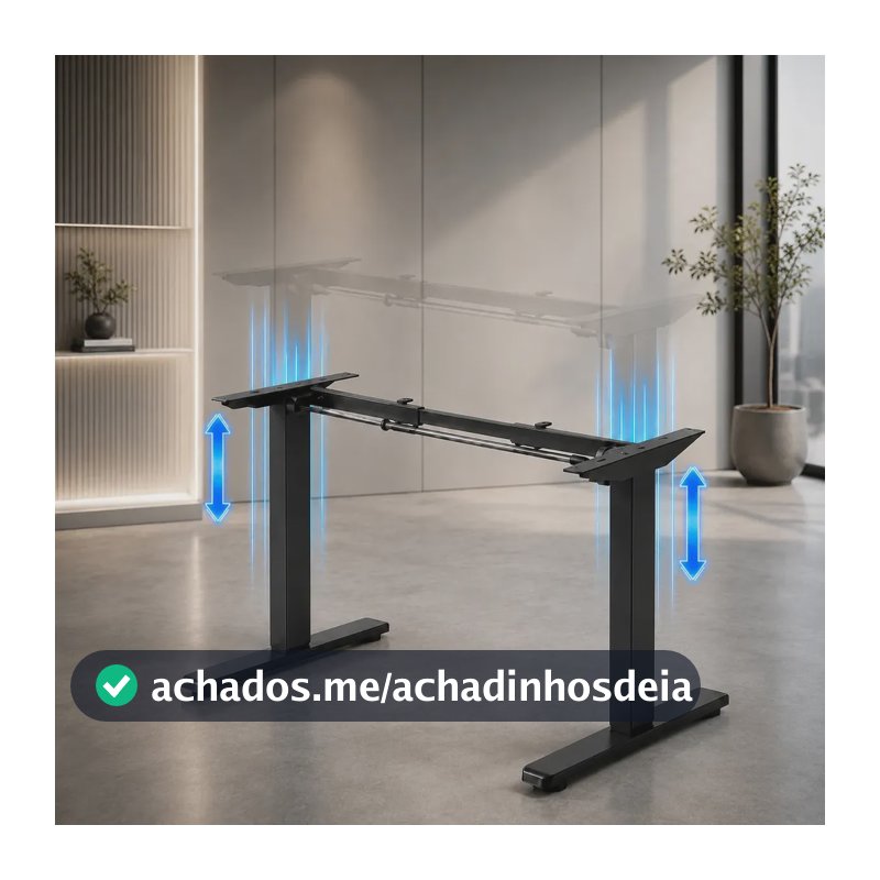 Estrutura De Mesa Elétrica Ergonômica Livo Lar, com Ajuste De Altura De 72 a 118cm e 3 Memórias, Para Home Office, Em Aço Preto