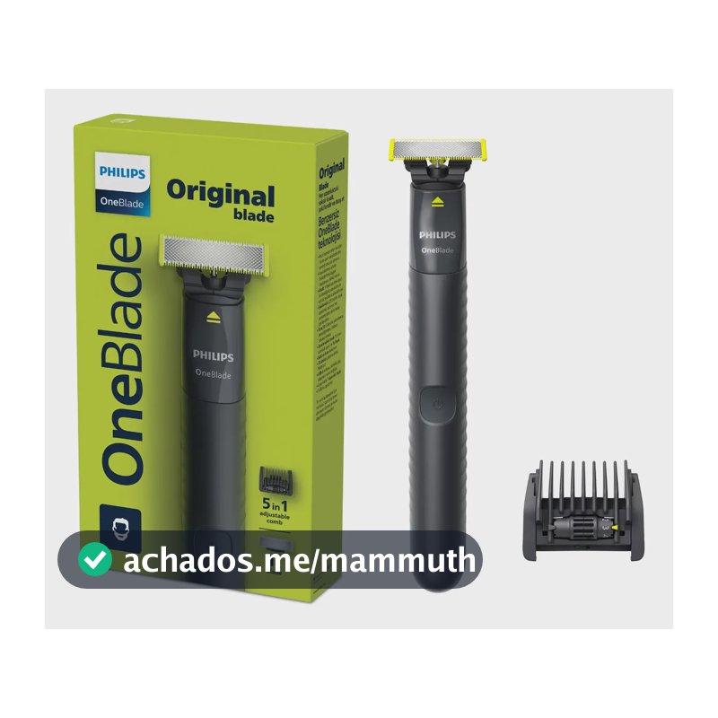 Philips OneBlade Aparador e Barbeador Elétrico com Pente Ajustável 5 em 1 | Raspa, Apara e Contorna | Uso Seco e Molhado | 100% À Prova d'Água | Sem Fio | Bivolt | QP1425/10