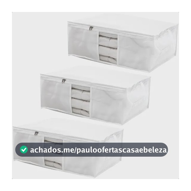 Kit 3 Saco Organizador Capa Protetora G Cobertor Edredom Roupas Branco 60x45x22