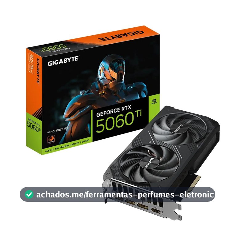 Placa De Vídeo Gigabyte Rtx 5060 Ti Windforce 2x 8gb Gddr7