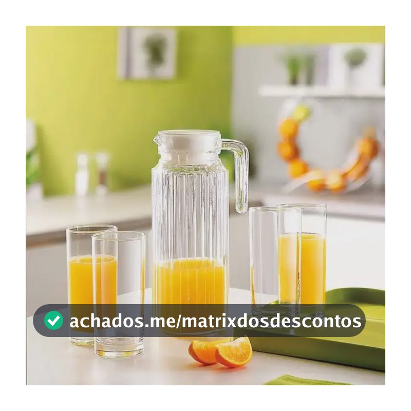 Jarra 1 Litro Com Tampa Para Água Suco Vidro Grosso Com Alça Cor Transparente